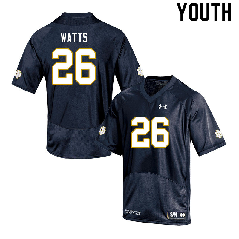 Youth #26 Xavier Watts Notre Dame Fighting Irish College Football Jerseys Sale-Navy